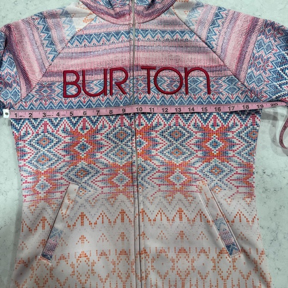 EUC Burton Colombo Light Ski Jacket Pink Fleece with Aztec Pattern Zip Up Snow - Picture 11 of 13